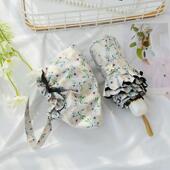 日系碎花蕾丝黑胶五折伞折叠晴雨两用遮阳伞抗UV女防晒遮阳伞