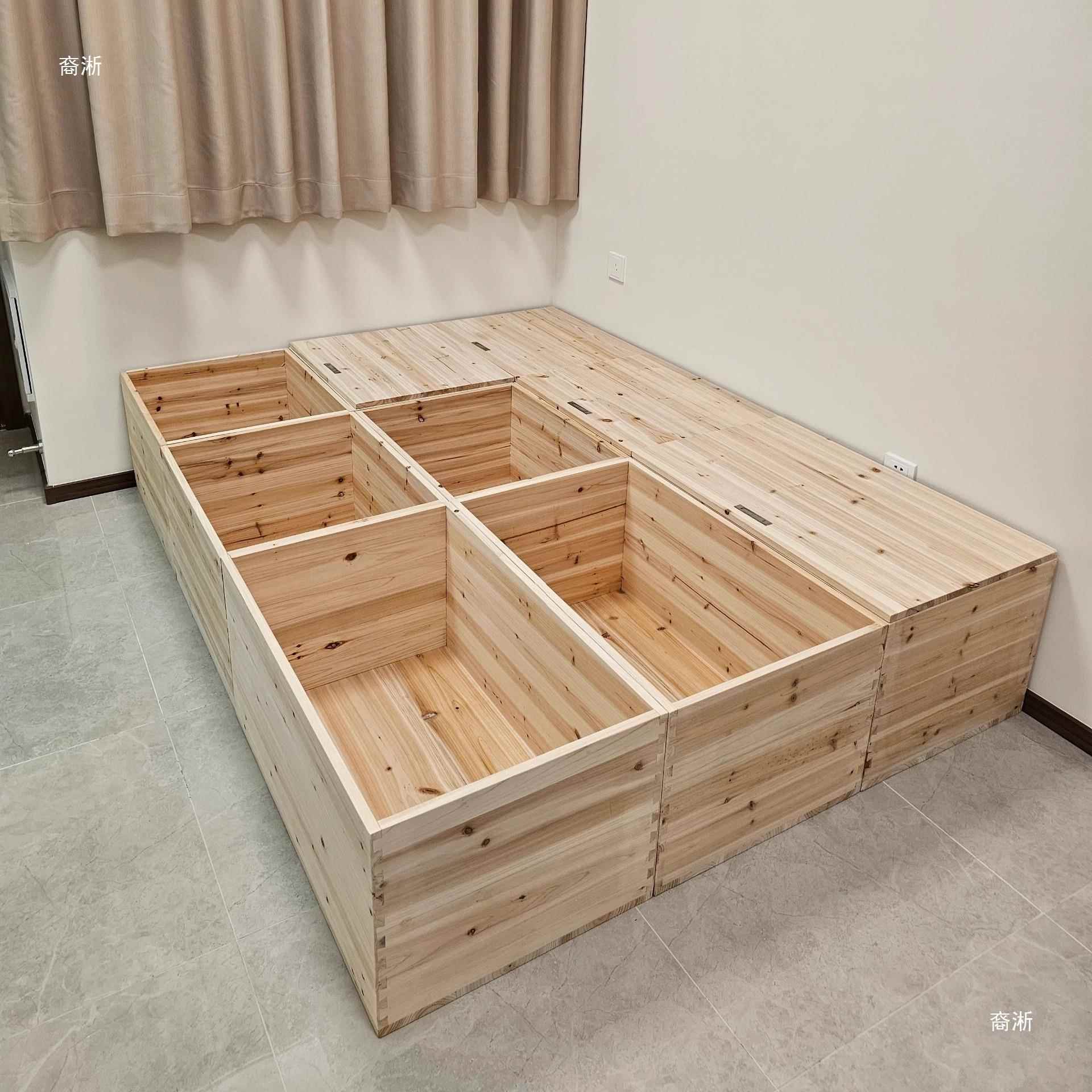 拼木坐箱储985物箱收纳箱可凳多能实木箱子床功榻榻米盒子储物床