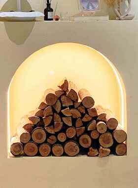 木柴柴火乔迁小木头客厅桌面装饰摆件原木杉木桩入宅壁炉篝火木材