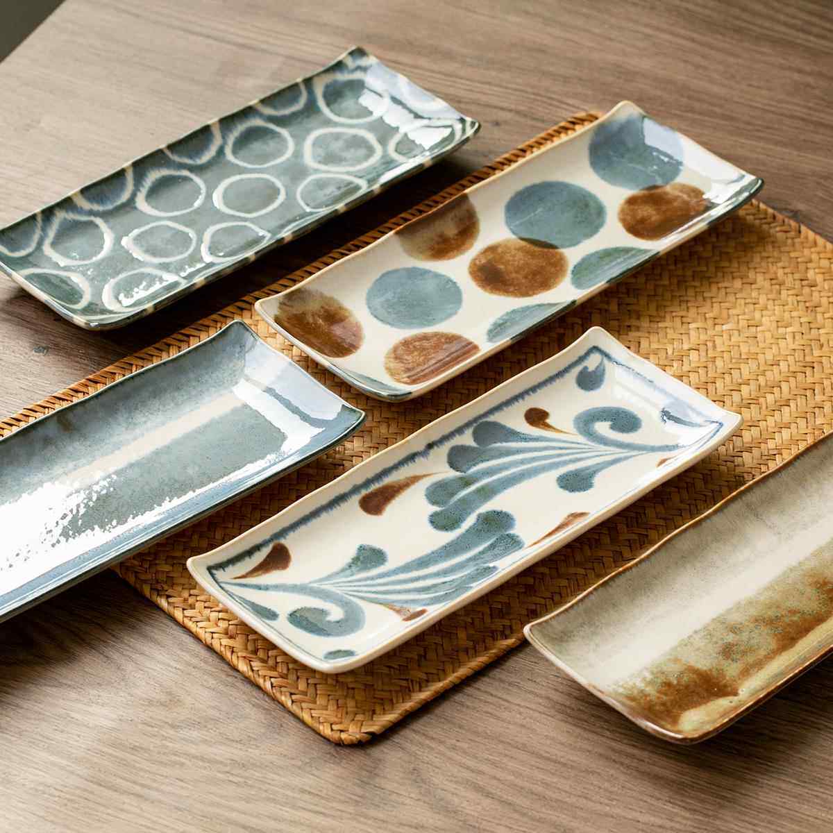日本进口美浓烧冲绳花手绘陶瓷长方盘子覆古日式寿司盘甜品碟鱼盘