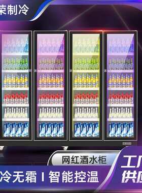 网红酒水冷藏展示柜保鲜柜双门啤酒柜饭店超市冰柜饮料柜立式商用