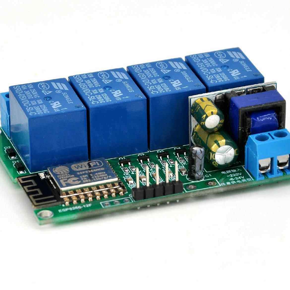 4路esp8266远程控制开关12f模块继电器wifi220v无线二次开发mqtt