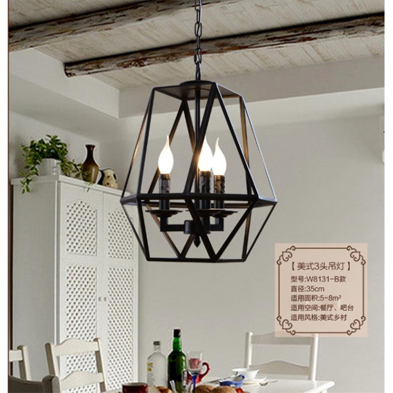 式复古个D030性蜡烛酒吊灯工业风餐厅店工美灯程铁艺不规则吊灯