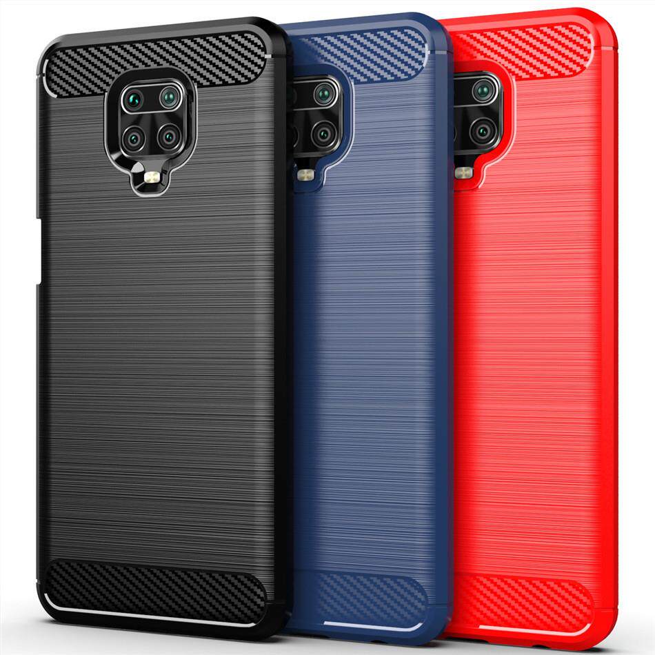 适用Redmi Note 9 Pro Max 拉丝手机壳 碳纤维硅胶防摔散热保护壳