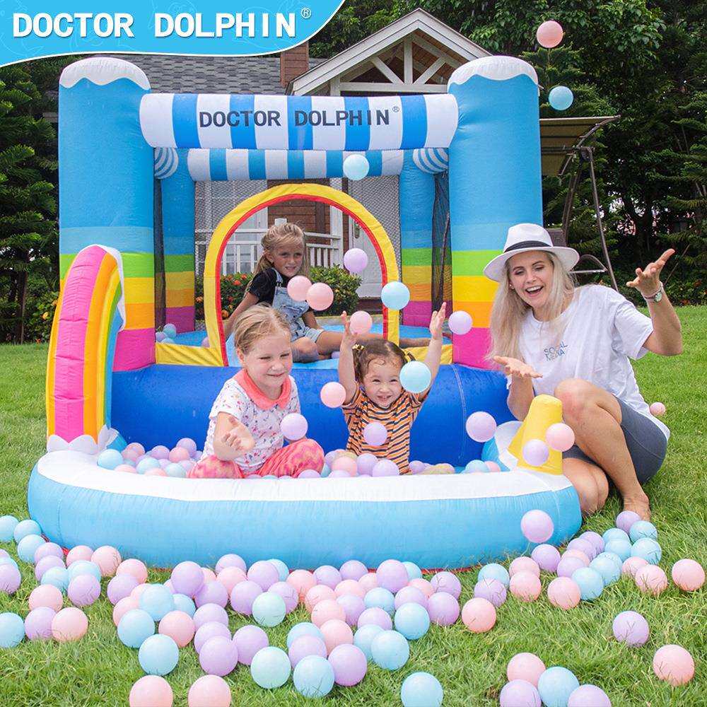 彩虹跳床儿童充气城堡室内小型游乐设施家用蹦床波波池组合充气堡