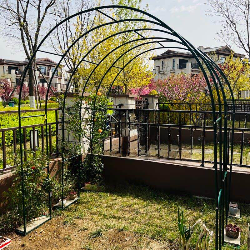 防锈花园铁艺拱门花架户外园艺弧形装饰门栅围栏庭院落地菜棚架子