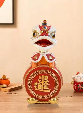 国潮创意家居客厅醒狮舞狮摆件酒柜玄关桌面装饰品开业乔迁礼物
