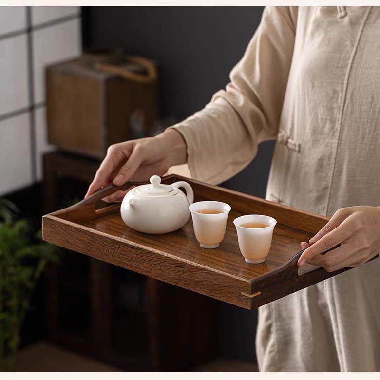 胡桃木寿司盘实茶木盘木质茶水托盘家用托托盘长方形茶具杯杯餐具