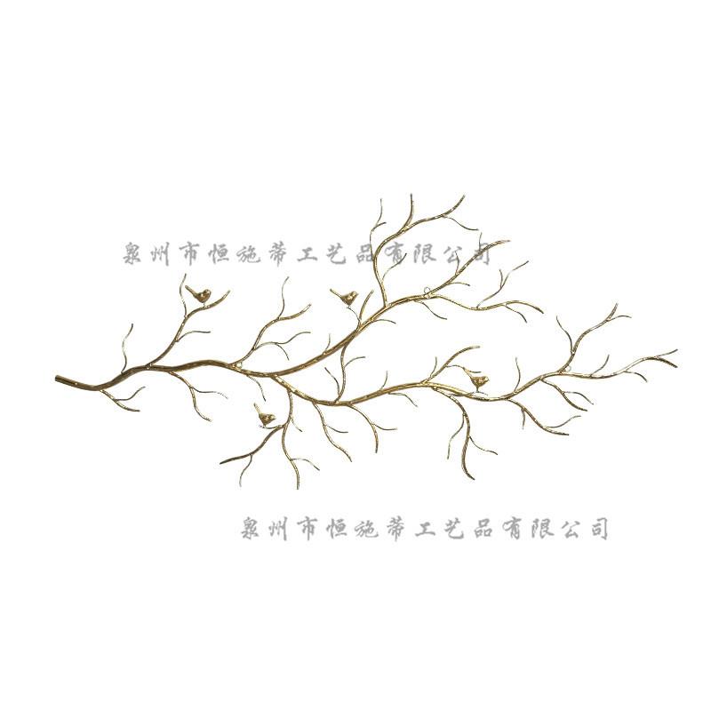新中式鸟语铁艺壁挂客厅背景墙墙面装饰挂件树枝金属墙面装饰