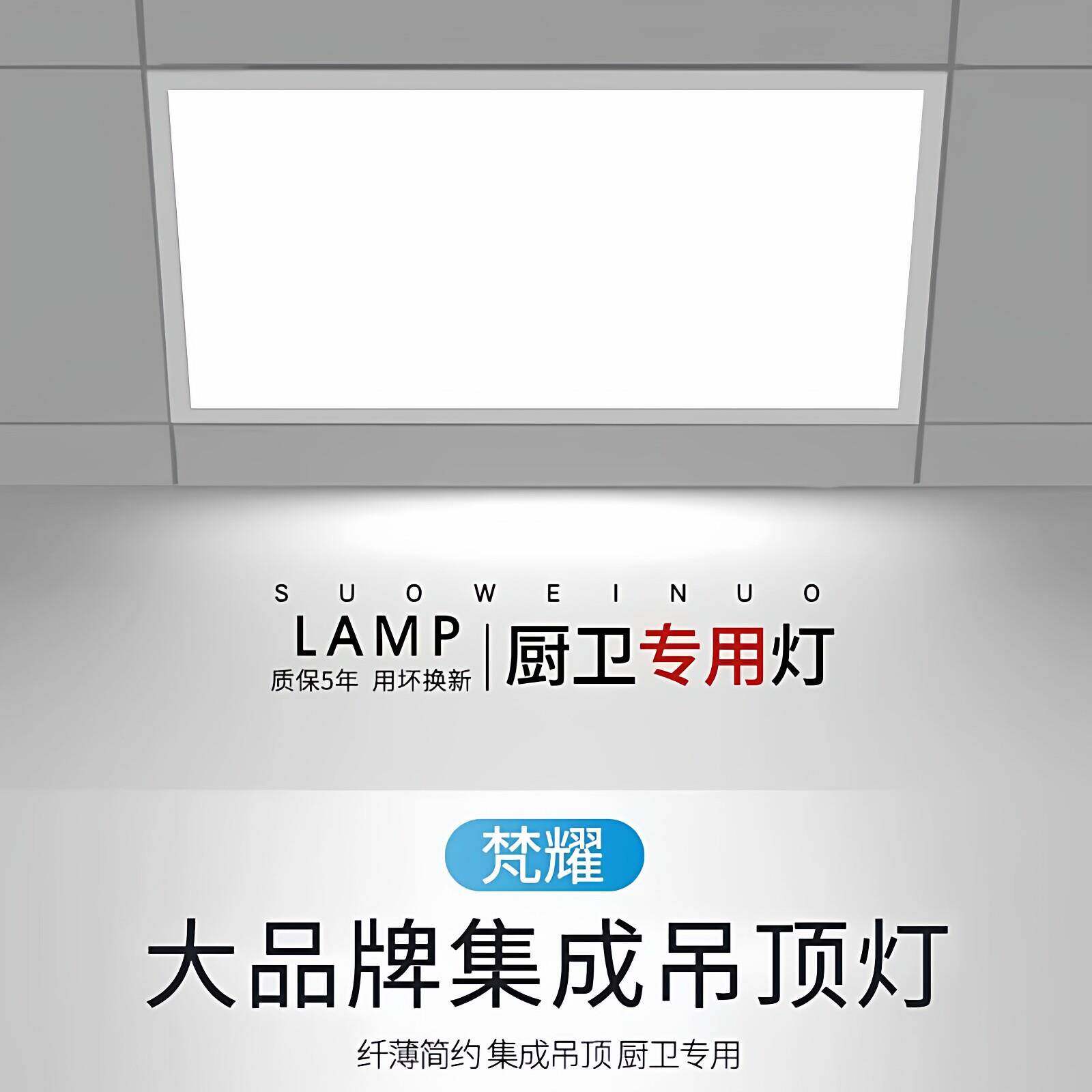 中山灯具厂直销集成吊顶led灯厨房浴室厕所卫生间吸顶灯面板灯