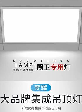 中山灯具厂直销集成吊顶led灯厨房浴室厕所卫生间吸顶灯面板灯