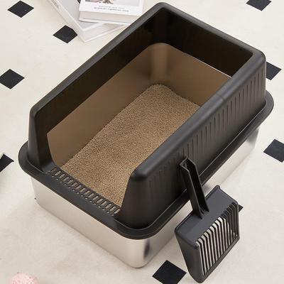 超大号猫砂盆不锈钢大猫加大多猫防臭全封闭式特大号防外溅高围栏