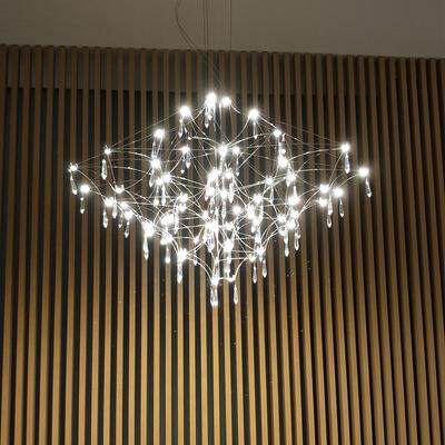 北欧后现代水晶不锈钢LED吊灯轻奢客厅餐厅复式楼萤火虫工程家居