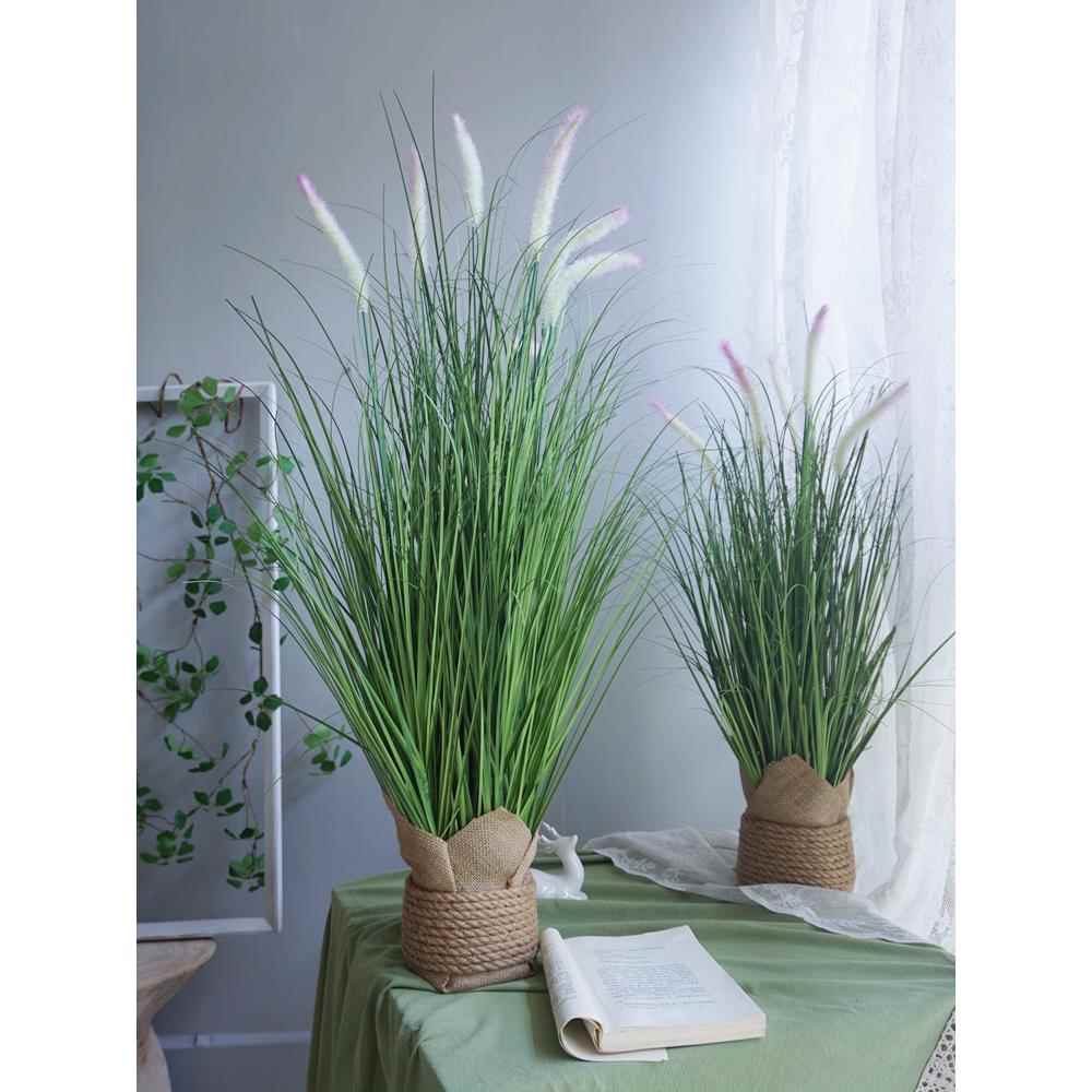 模拟狗尾草客厅斯堪的纳维亚装饰家具假花芦苇盆栽地板站立植物拍
