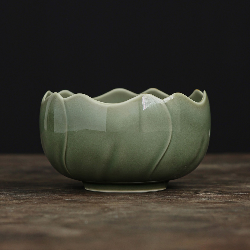 越窑青瓷茶洗大号陶瓷茶渣缸家用高端水盂水洗茶碗功夫茶具配件