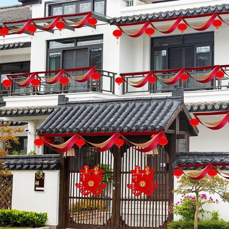 婚庆用品 结婚波浪旗灯笼装饰室外户外农村院子门口波浪拉花