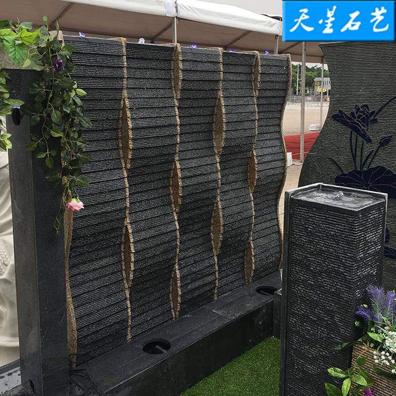 室内外中式现代简约弧形水幕墙花园工程装饰庭院园林水景流水摆件