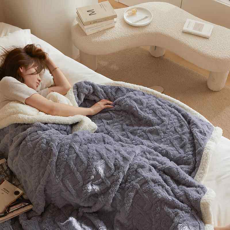 休塔绒肤毛毯沙发午睡柔毯冬季加厚珊瑚绒毯厚实毛巾被软亲肤0258