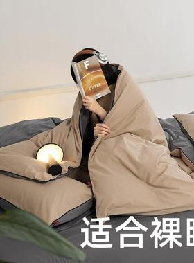 A类糯感DFU毛长绒棉磨四件套潮系贴标拼睡色大雁纹裸100全棉纯三