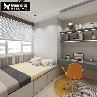 佰丽爱家全屋定制榻榻米床衣柜一体简约现代书房书桌收纳柜定制