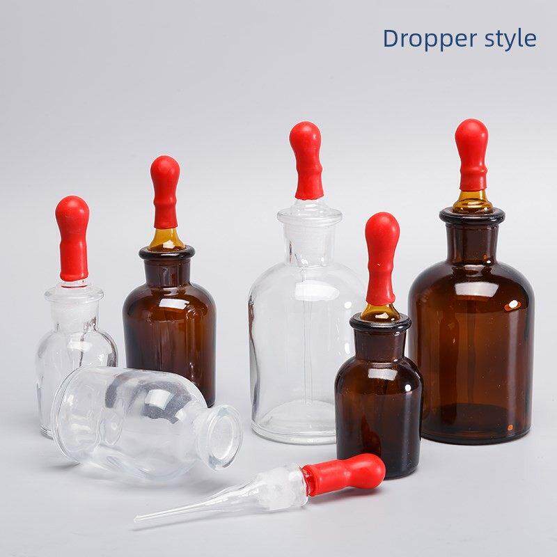装酒精专用瓶广口瓶碘伏消毒液小瓶避光实验玻璃瓶试剂磨口瓶