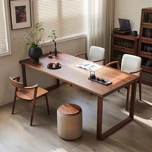 2I北美黑胡桃莫比恩纯实木大板餐饭桌椅樱桃木日式长方形书桌家用