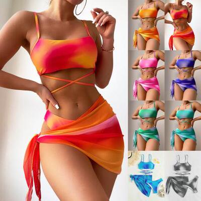 Bikini swimsuit, women's triple mesh dress, split