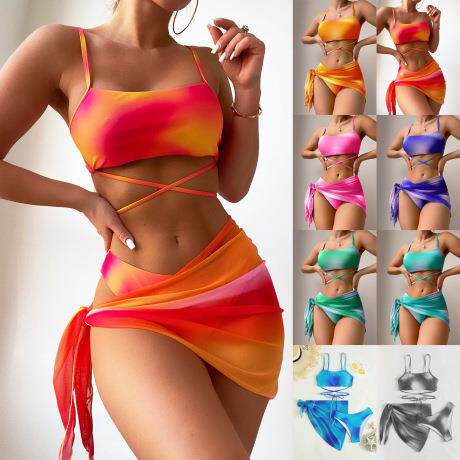 Bikini swimsuit, women's triple mesh dress, split