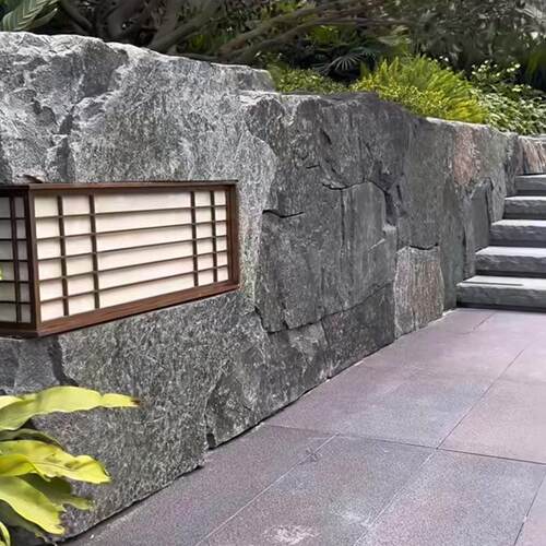 中国黑石皮景墙石材背景墙小院改造地产景观造景中国黑假山流水