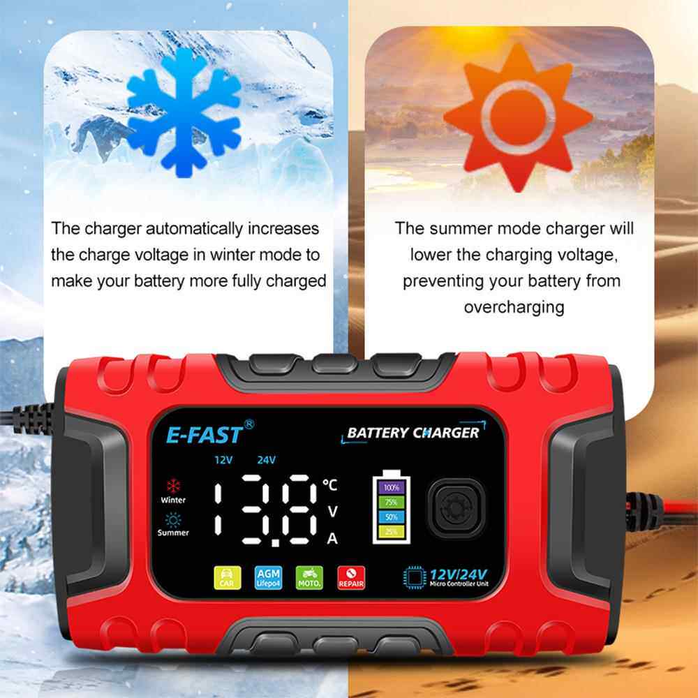 E-FA通ST12VVRWC彩屏2铅酸铁锂用汽车电瓶充电4器摩托车电瓶充电