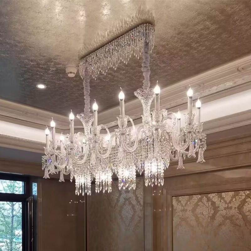 2026年新款别墅客厅长方形水晶灯奢华大气饭厅灯餐厅岛台长条吊灯