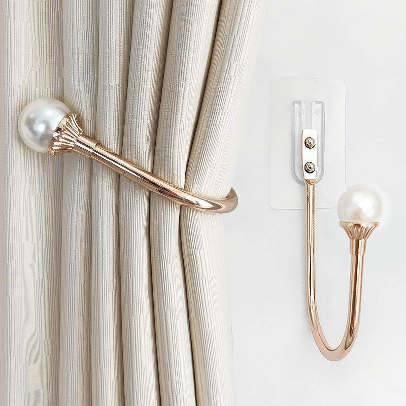 免钉钩U型窗帘挂钩挂球锌合金珍珠门帘绑带收纳扣固定粘贴墙钩辅,居家布艺,挂钩/挂球,淘宝优惠券,粉丝福利购,淘宝优惠卷