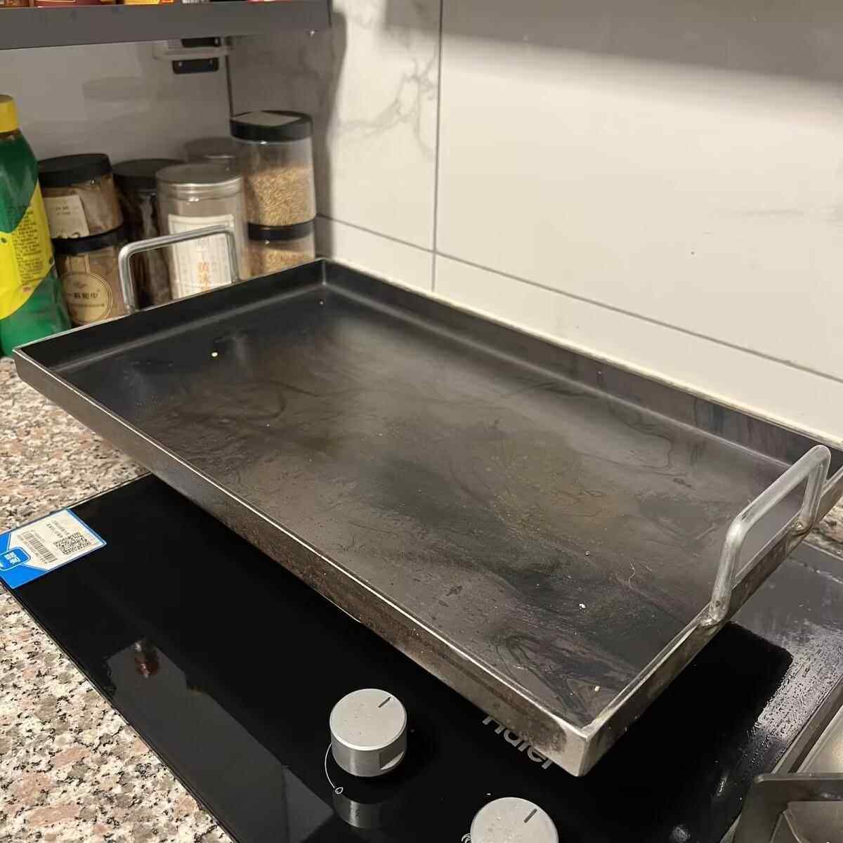 商用煎牛排锅双耳烙饼锅熟铁不漏油铁板豆腐专用板烤牛排摆摊烧饼