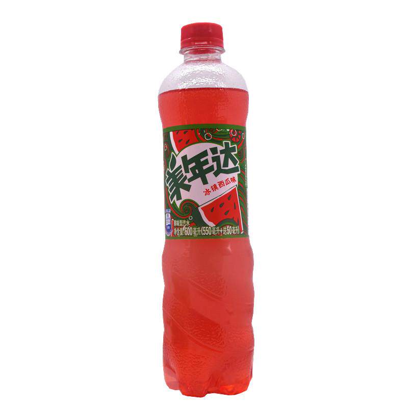 美年达汽水西瓜味葡萄味橙子味苹果味500ml*3瓶碳酸饮料多省包邮