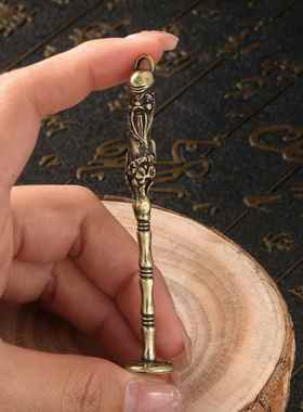 复古黄铜烟斗压棒烟具配件古玩收藏铜件老翁压烟棒古铜工艺品