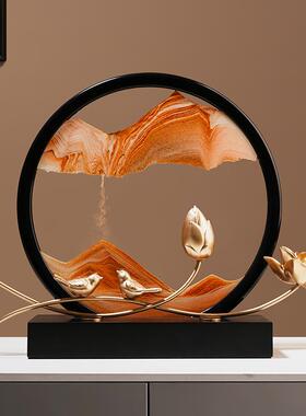 新中荷塘月色流沙画沙20230901式漏意摆件家居客厅办公室装饰品乔