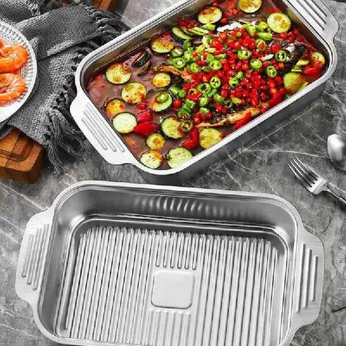 Stainless Steel Grill Pan Rectangle Grill Griddle Plate