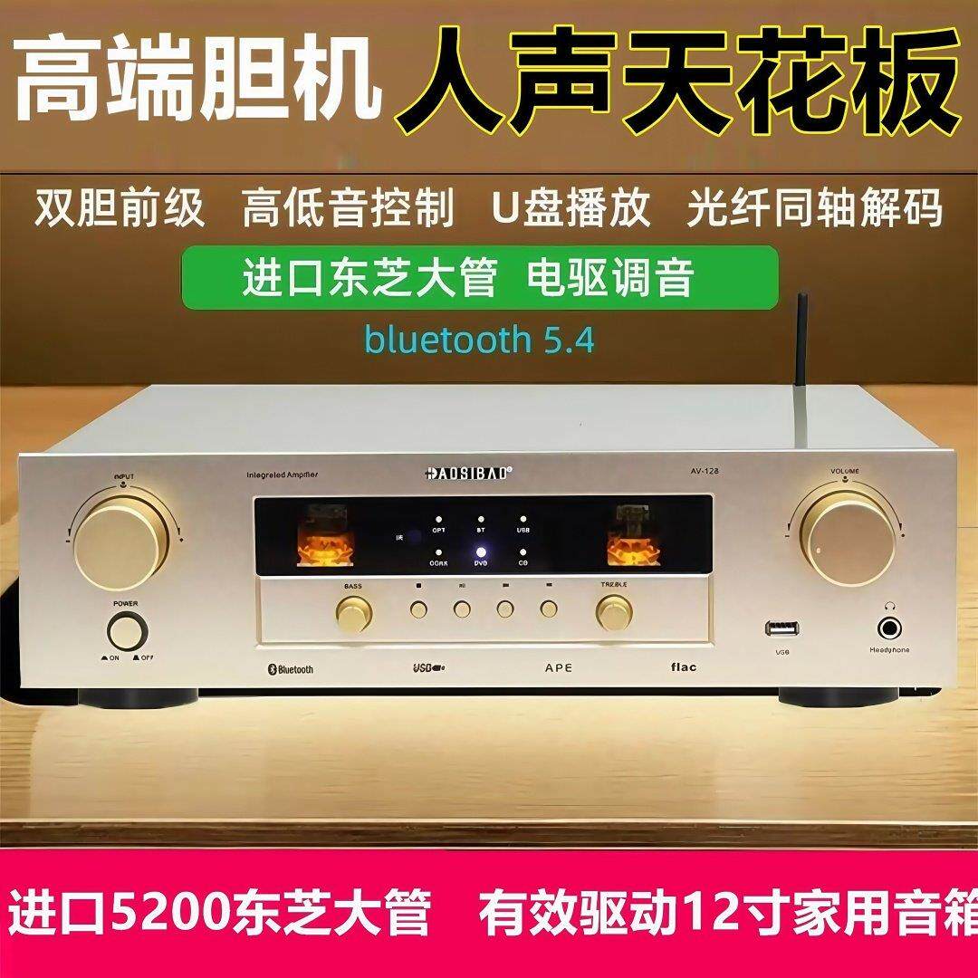 进口发烧大功率纯功放机hifi高保真电子管胆前置耳放输出家用遥控