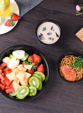 圆2000ML一次性餐盒塑料打包盒加厚黑色外卖饭盒快餐盒便当盒汤碗