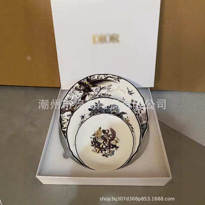骨瓷di冬日盘烟熏甜品轻家花园欧式精致装饰盘餐正餐系列奢色组合