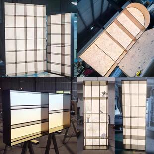 不锈钢发光柜定制亚克力发光背板展示柜餐边酒柜嵌入式金属书柜