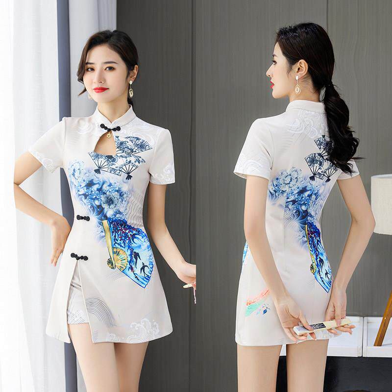 气质足浴按摩技师工作服旗袍套装洋装显瘦两件套女沐足工衣