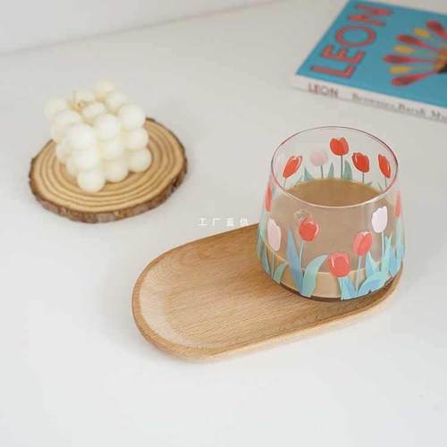 A5Lins简约榉木托盘蛋糕甜品盘桌面木质椭圆香薰置物收纳盘