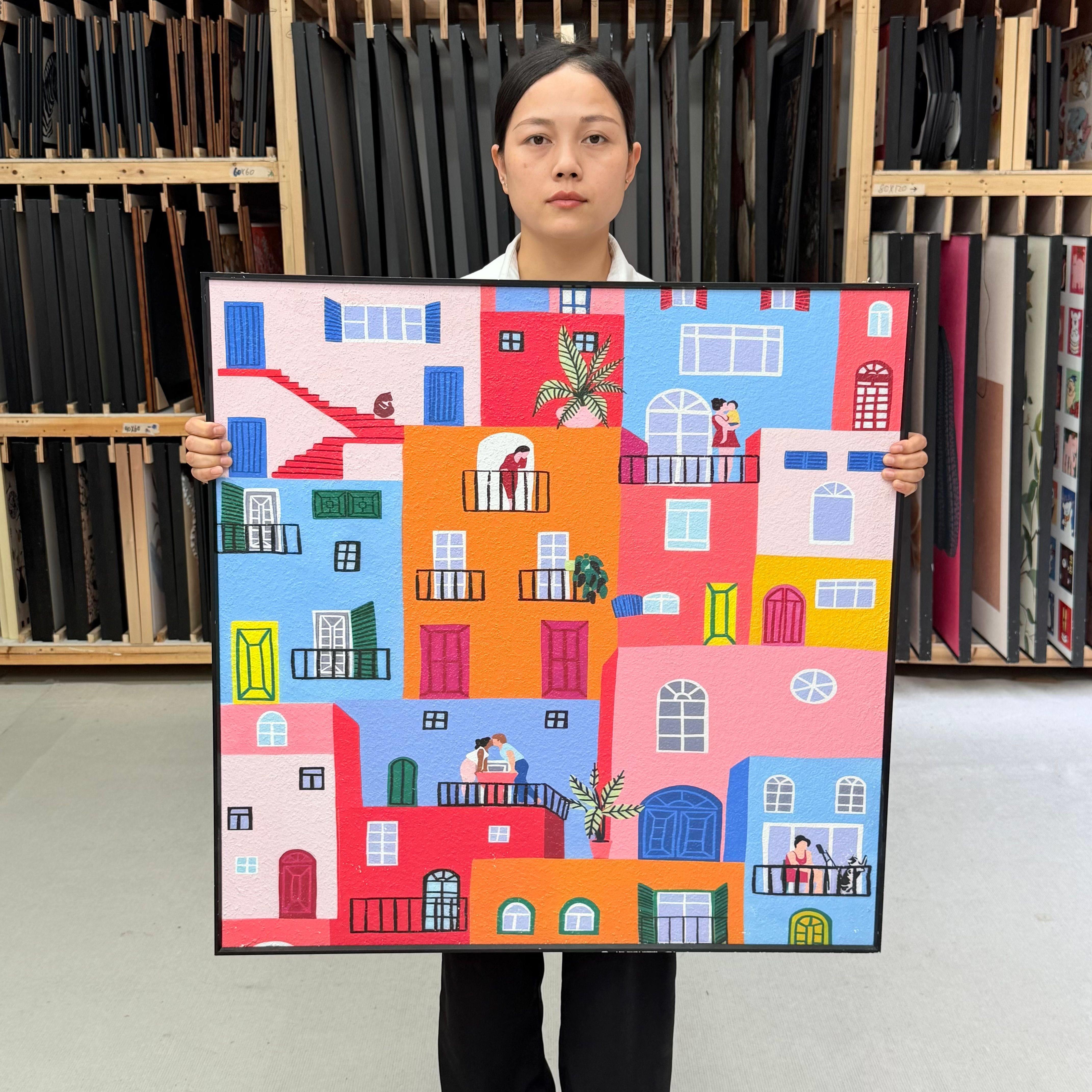 北欧小房子装饰画客厅餐厅书房儿童房卧室画J035原木风挂画8080