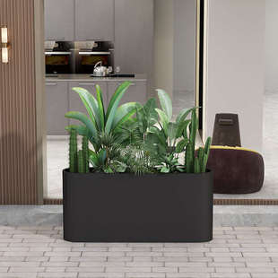 户外隔断花箱组合售楼部奶茶店市政外摆庭院围栏铁艺椭圆花坛盆架