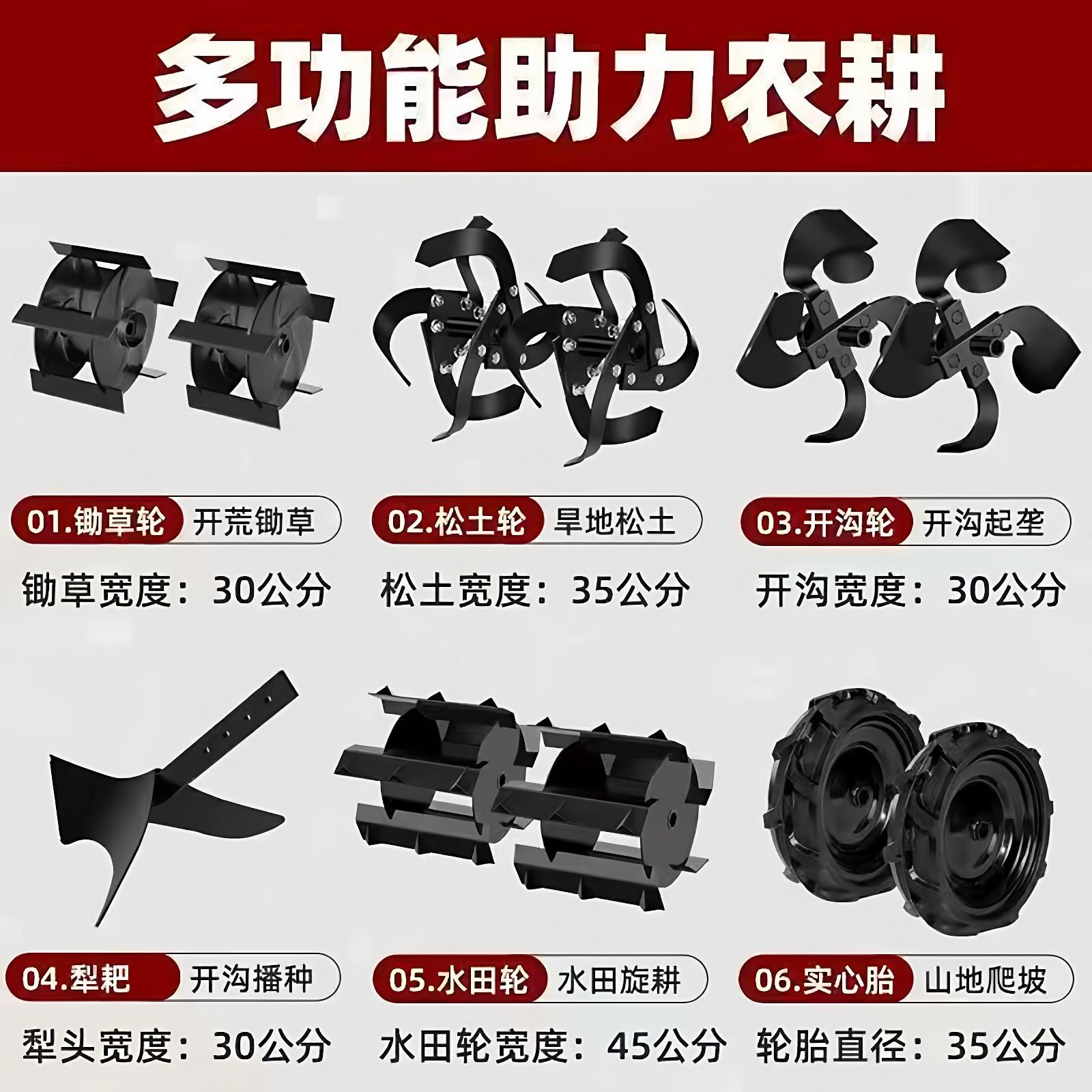小型耕耘机配件旋耕刀除草轮行走轮犁头开沟刀清土板零件