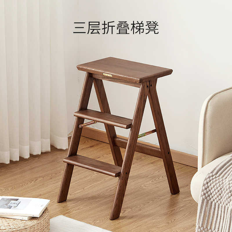 爬梯梯登高子三步凳梯多功能家用加厚2v06台阶换鞋折叠凳实木两用