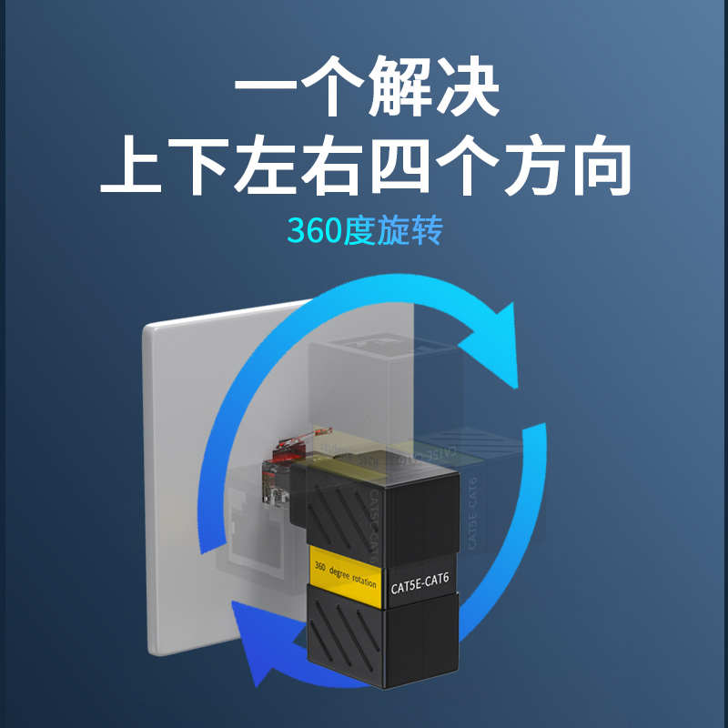网线转接头延长连接器分接头360度旋转rj45水晶头千兆网络转接口
