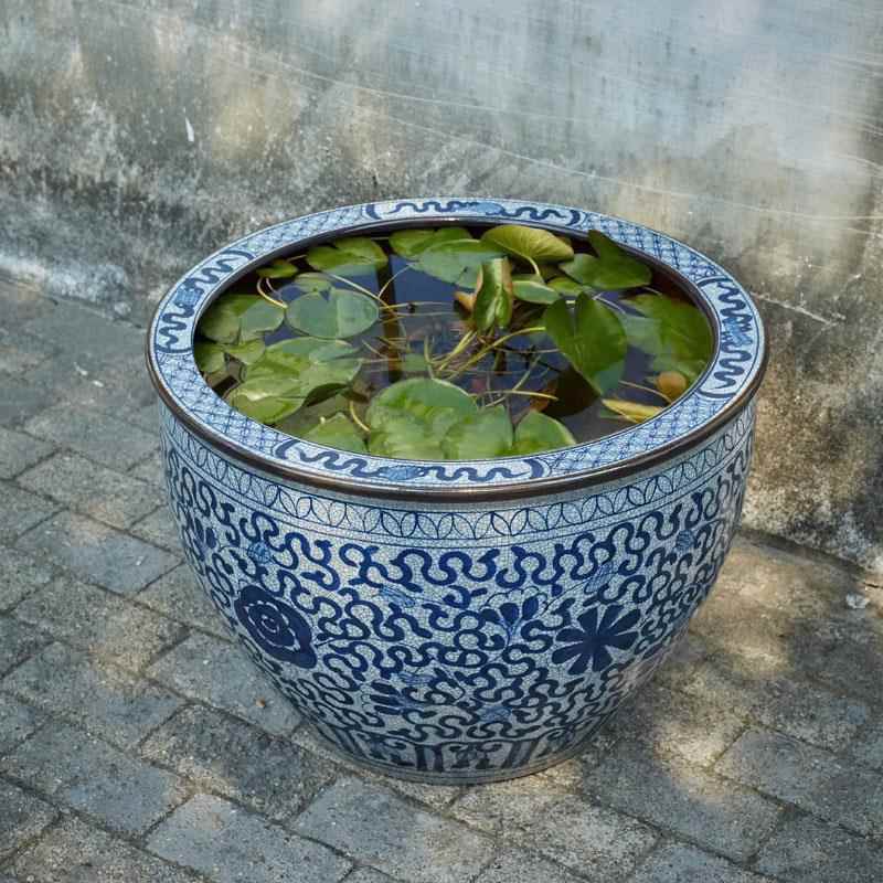 景德镇青花瓷鱼缸特大号庭院门海大型睡莲缸荷花盆缸老式大水缸