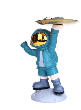玄关钥匙收纳摆件太空人宇航员托盘树脂工艺品酒柜装饰品厂家